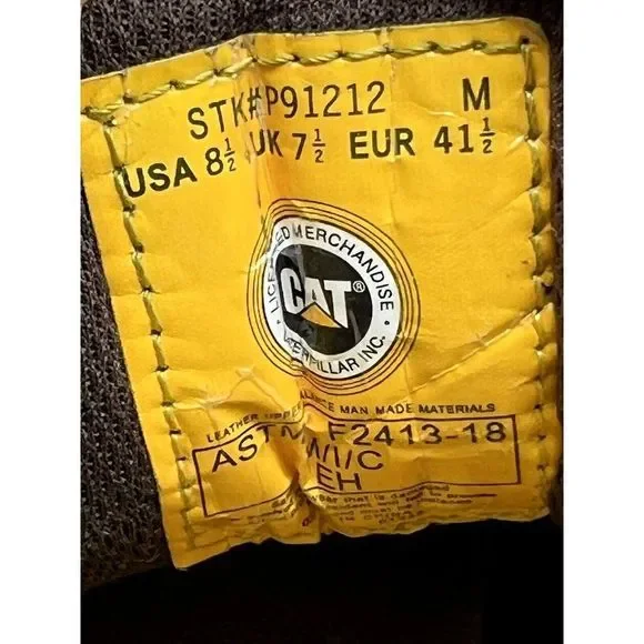 Caterpillar Brown Leather Steel Safety Toe Work Boots Men's Size 8.5 M - Picture 9 of 15